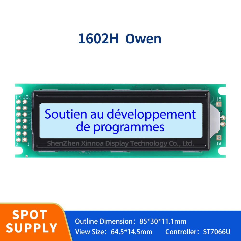 

14PIN Dual Row Module 16 * 2 Monochrome Screen 02*16 LCD 85*30MM Gray Film Blue Letters European 1602H Liquid Crystal Display