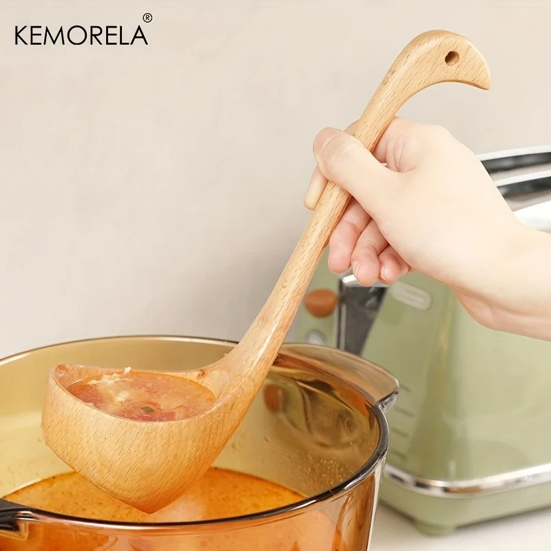 1PCS Soup Spoon Wooden Ladles For Cooking, Wood Soup Ladle Large Spoons For Kitchen Ladles For Serving Cooking And Serving