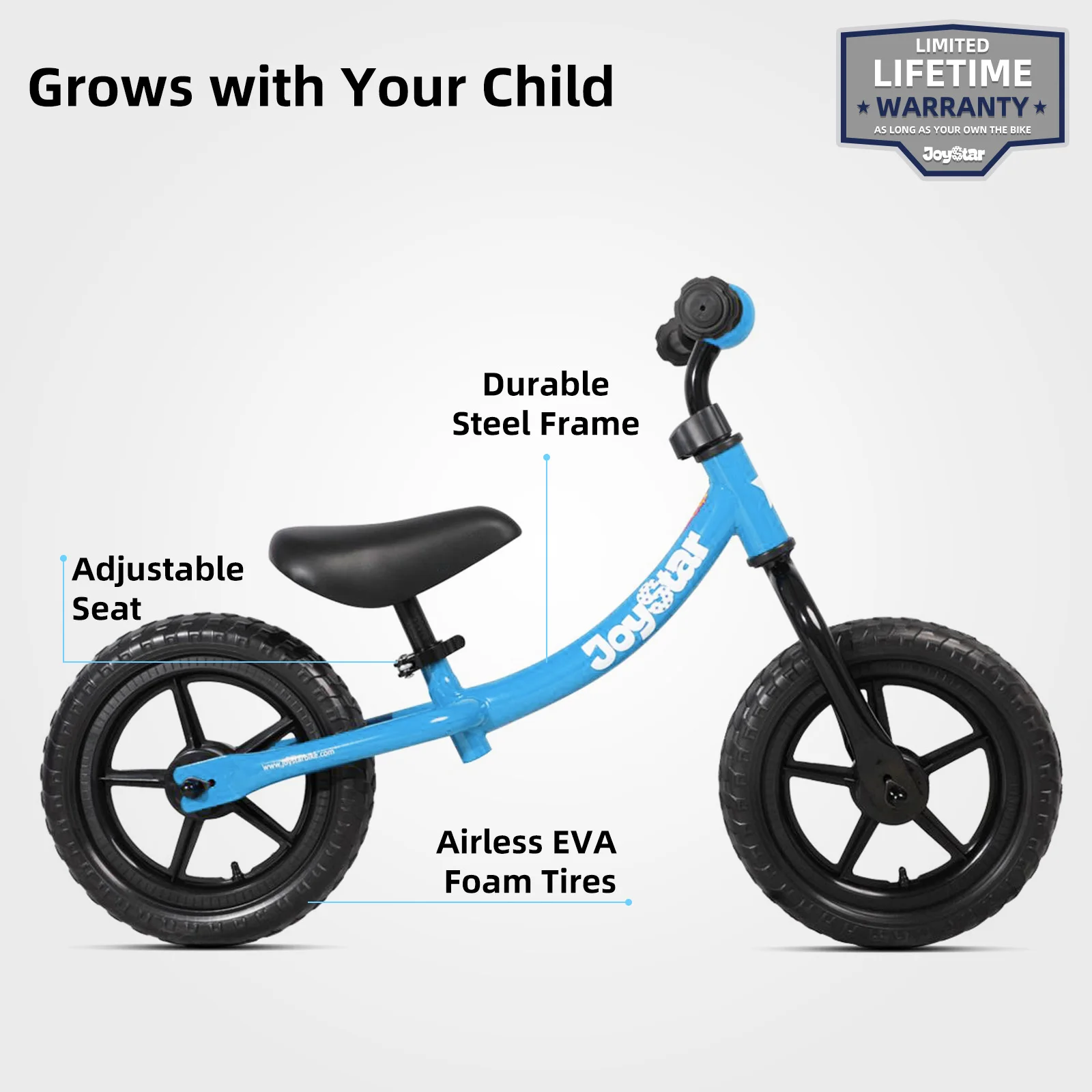 JOYSTAR 12 Inch Balance Bike for 18months, 2, 3, 4, and 5 Years Kids, Lightweight Push Bike with Adjustable Handlebar and Seat