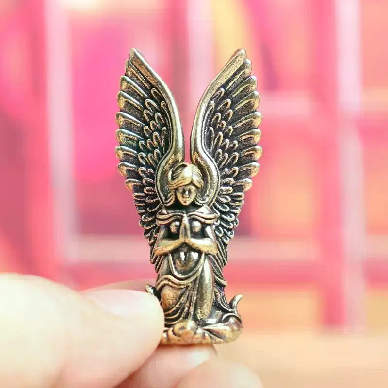 【New】1Pcs Home Decor Ornament Brass Goddess Guardian Angel Small Statue Characters Miniatures Figurines Desk Decoration Crafts view 3