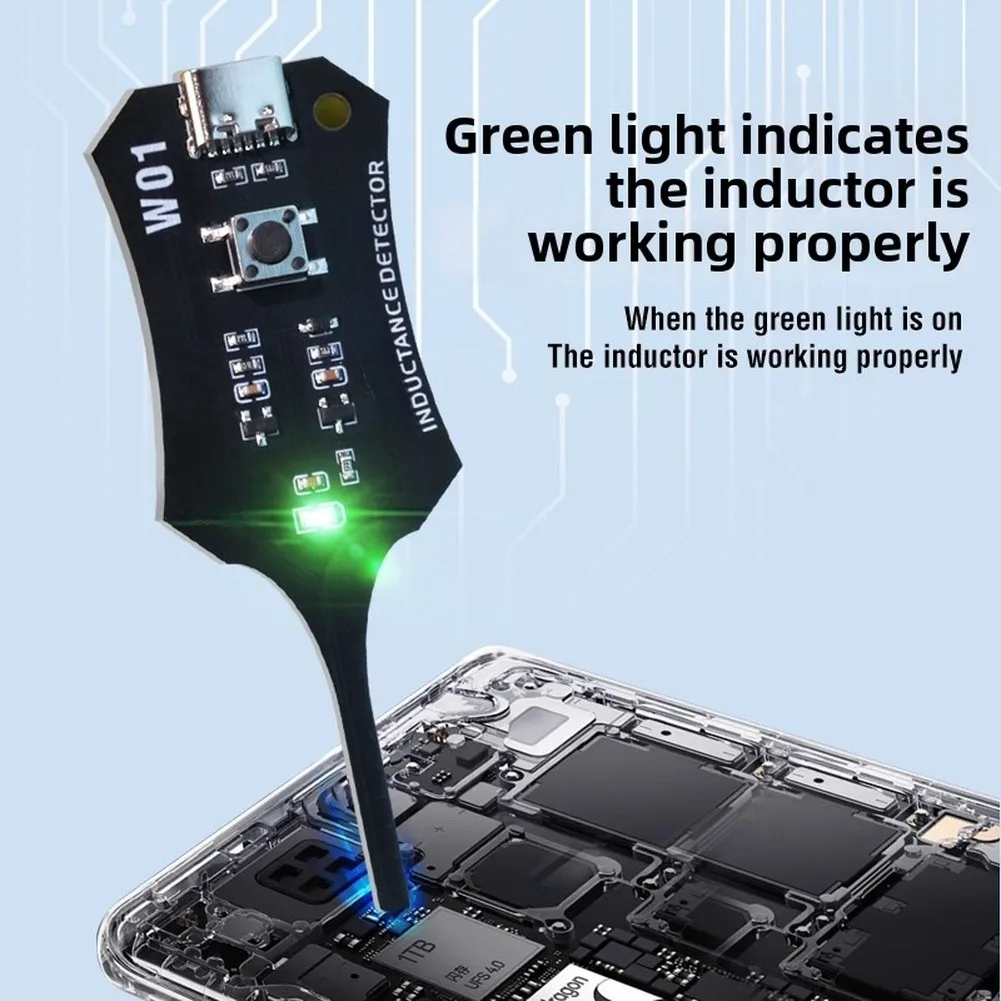 FOR W01 Inductance Tester 3x7.5x0.2cm Black Portable Device for Fast Detection of Inductor Continuity and Polarity