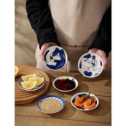 Cat Cartoon Ceramic Dish Home Table Dipping Dish Soy Sauce Dish Hot Pot Seasoning Small Vegetable Seasoning