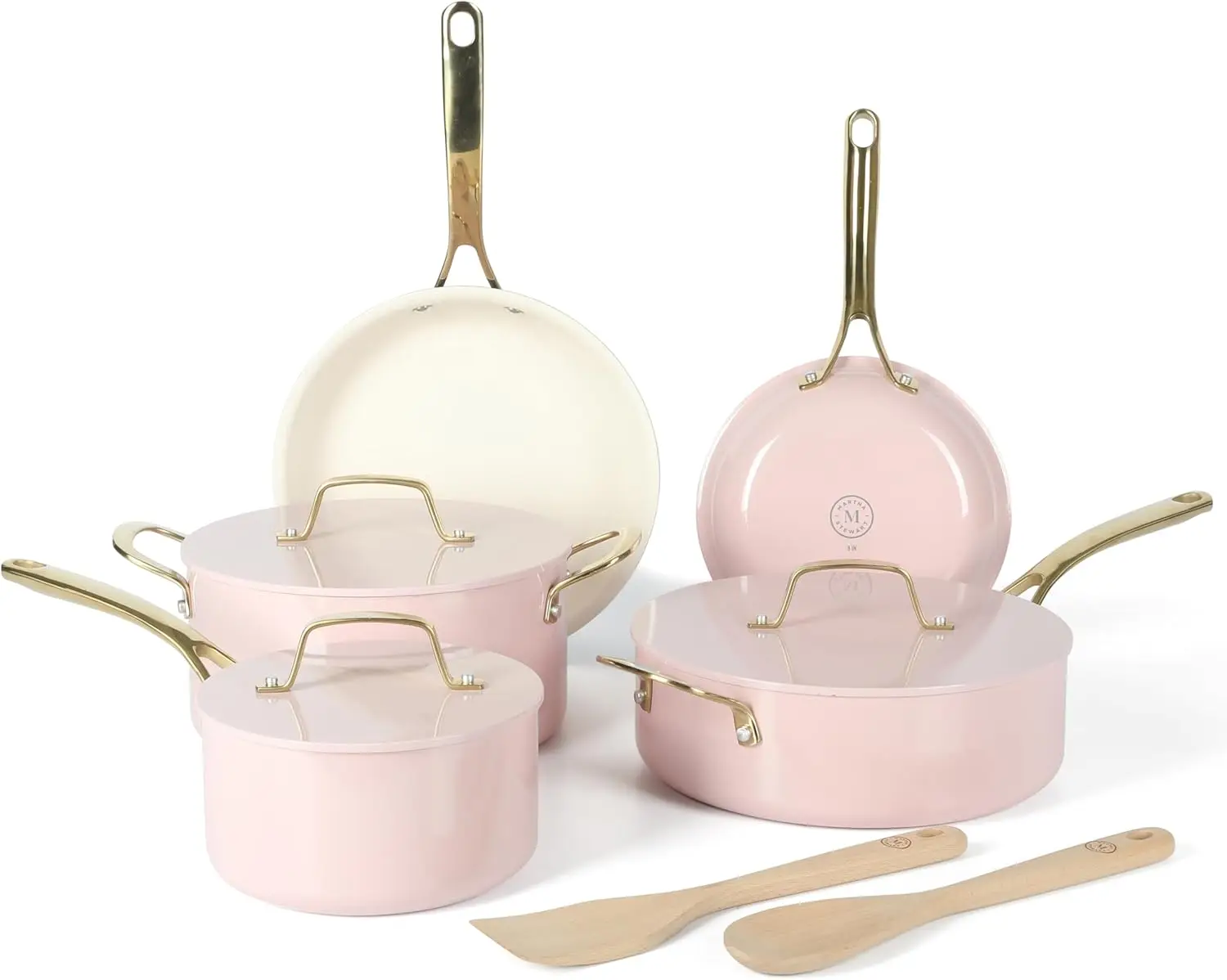 Free Ceramic Interior 10 Piece Heavy Gauge Enamel Aluminum Pots and Pans Cookware Set