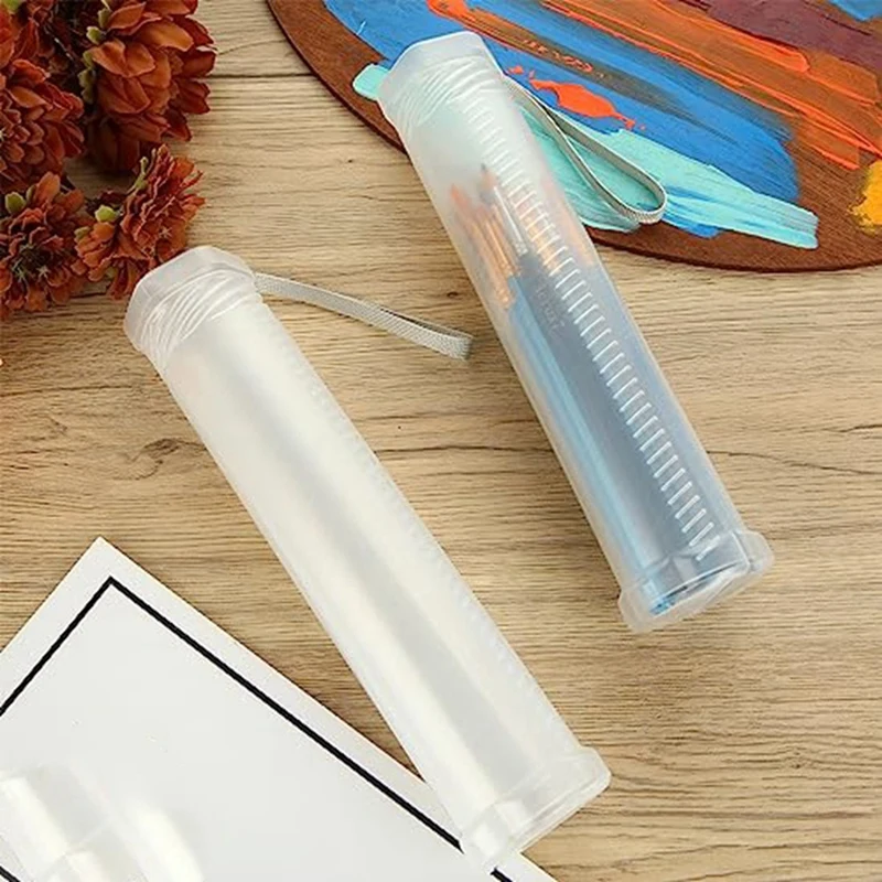 Imagem -03 - Extensível Plastic Paint Brush Case Clear Long Paint Brush Holder Lápis Container Tubo de Armazenamento Pcs