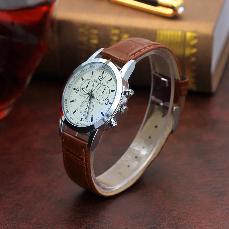 Belt Sport Quartz Hour Wrist Analog Watch Mens Classic Round Dial Luxury Leather Belt Stainless Steel Watches Business Relogio