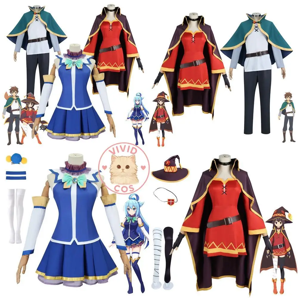 

God's Blessing on This Wonderful World Cosplay Costume Anime Aqua/Kazuma Satou/Megumin Role Playing Wig for Men and Women Outfit