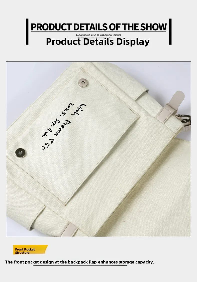 Bolso Bandolera Fujii Kaze Wind Canvas, Bolso de Estudio, Estilo Casual, Simple, de Moda para Mujer, para Uso Diario