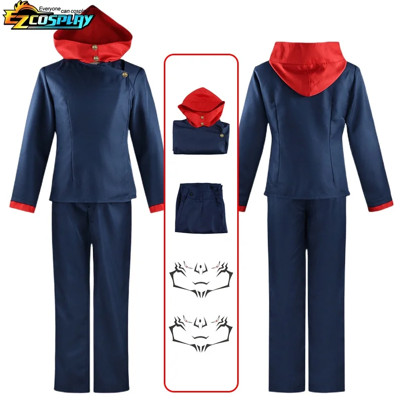 Itadori Yuji Cosplay Anime Jujutsu JJK Itadori Yuji Cosplay Kostuum Pruik Jas Broek Uniform Halloween Kostuums