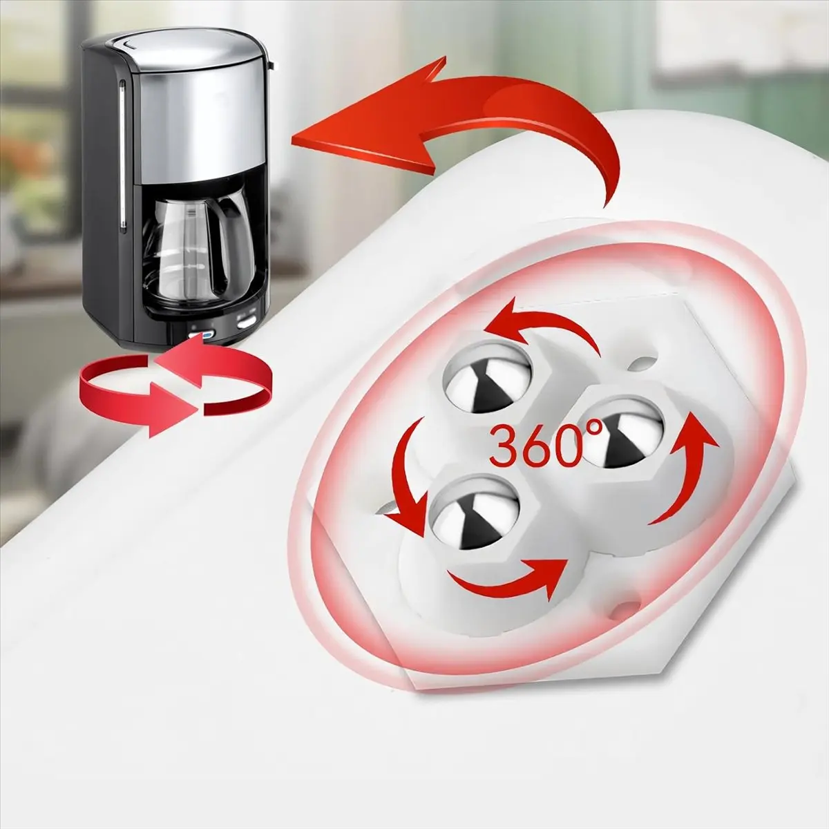 ABZF 2026 Self Adhesive Caster Wheels 8Pcs, Stainless Steel Ball Bearings 360 Degree Swivel Wheels for Kitchen Appliances