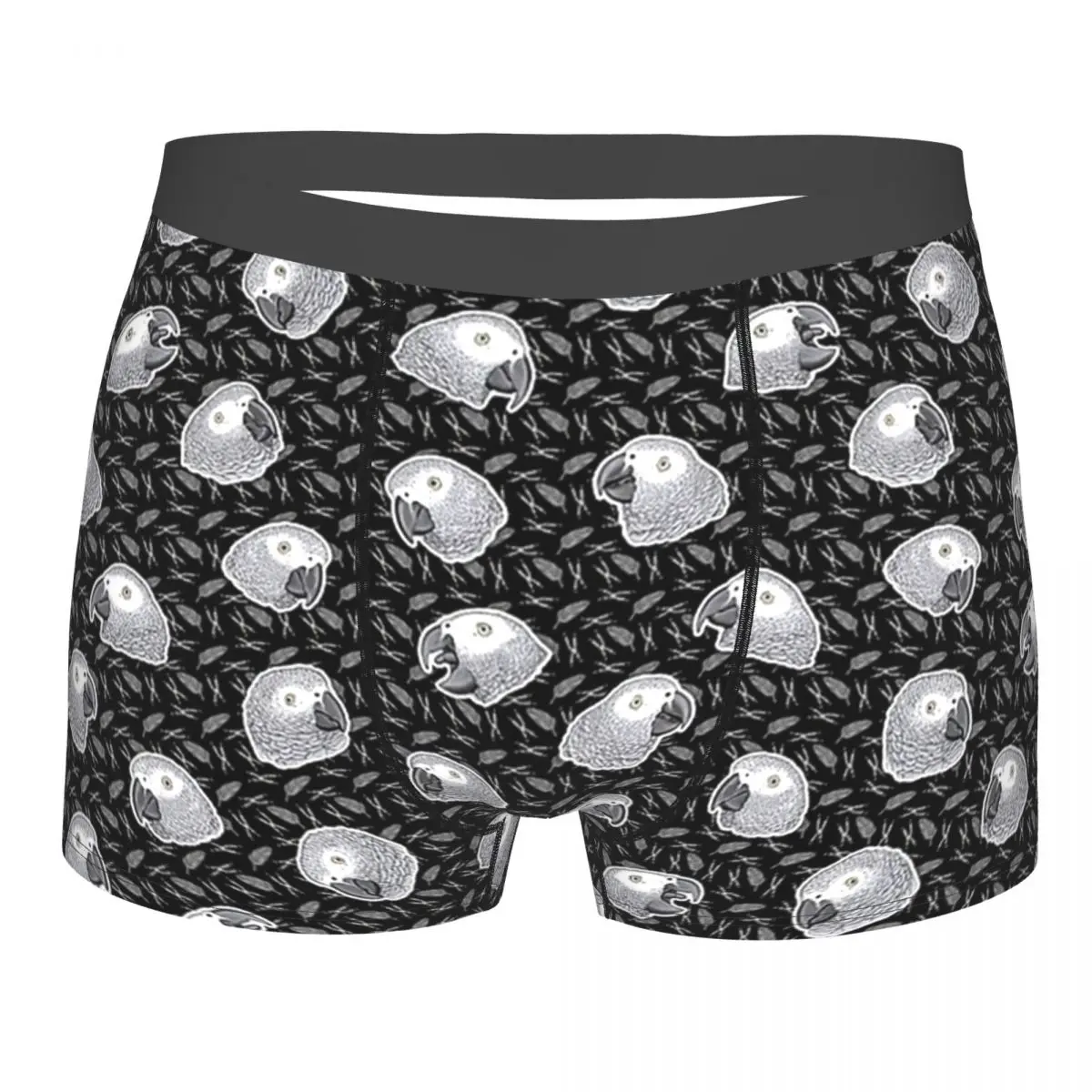 

African Grey Parrots Pattern (Black) Underpants Breathbale Panties Male Underwear Print Shorts Boxer Briefs