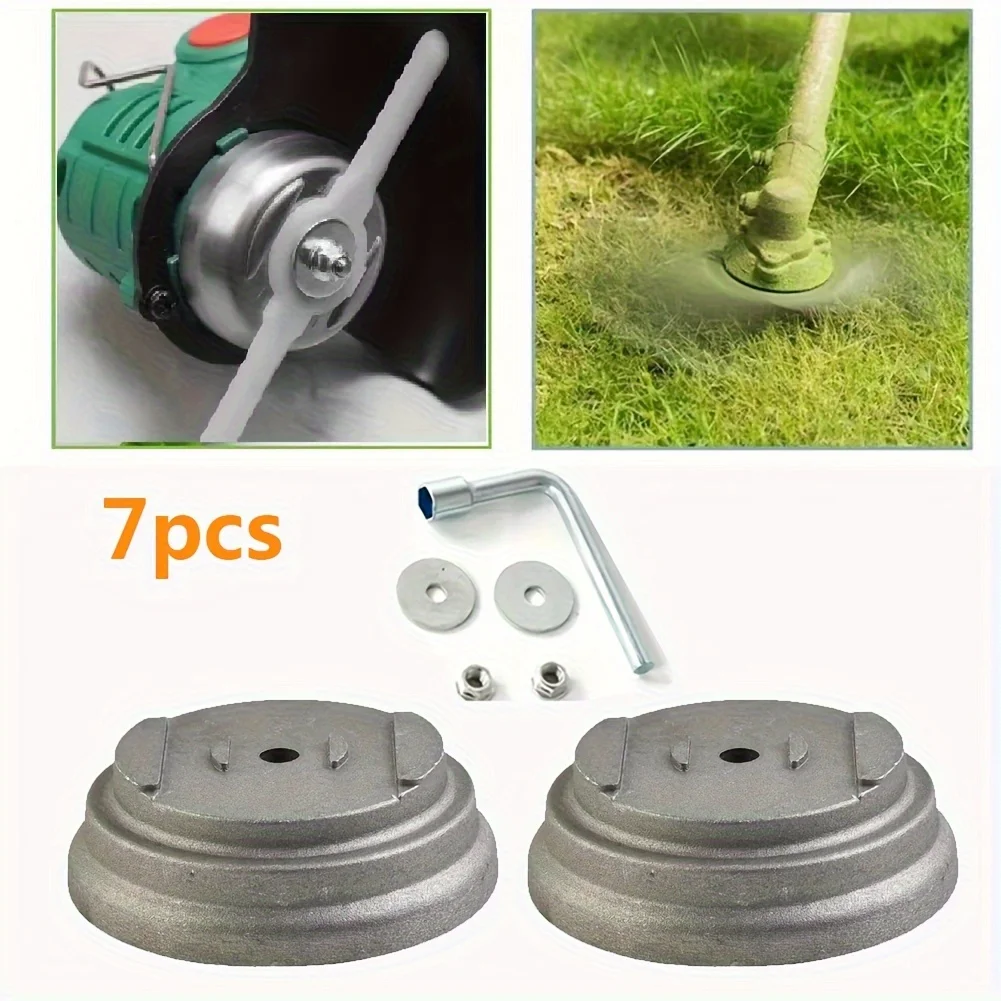 Picture 7: 7pcs electric lawn mower blade base set, sturdy replacement protective cover, gardening tool accessories