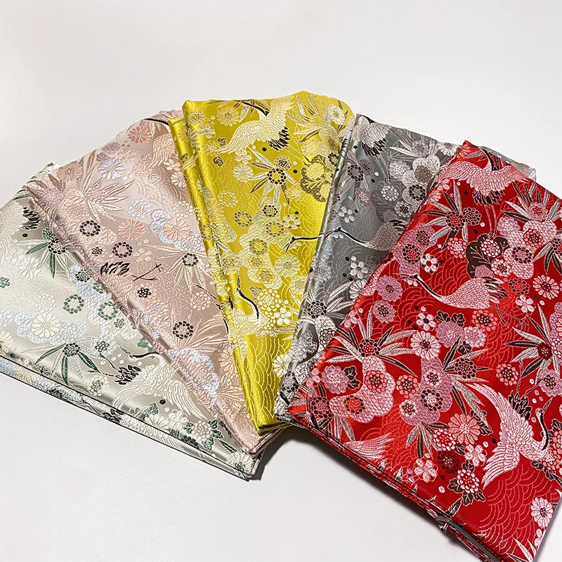 

Vintage Little Crane Jacquard Fabric Weaving Cheongsam Childrens Clothing Tablecloth Pillow Tea Mat DIY Luggage Designer Fabric