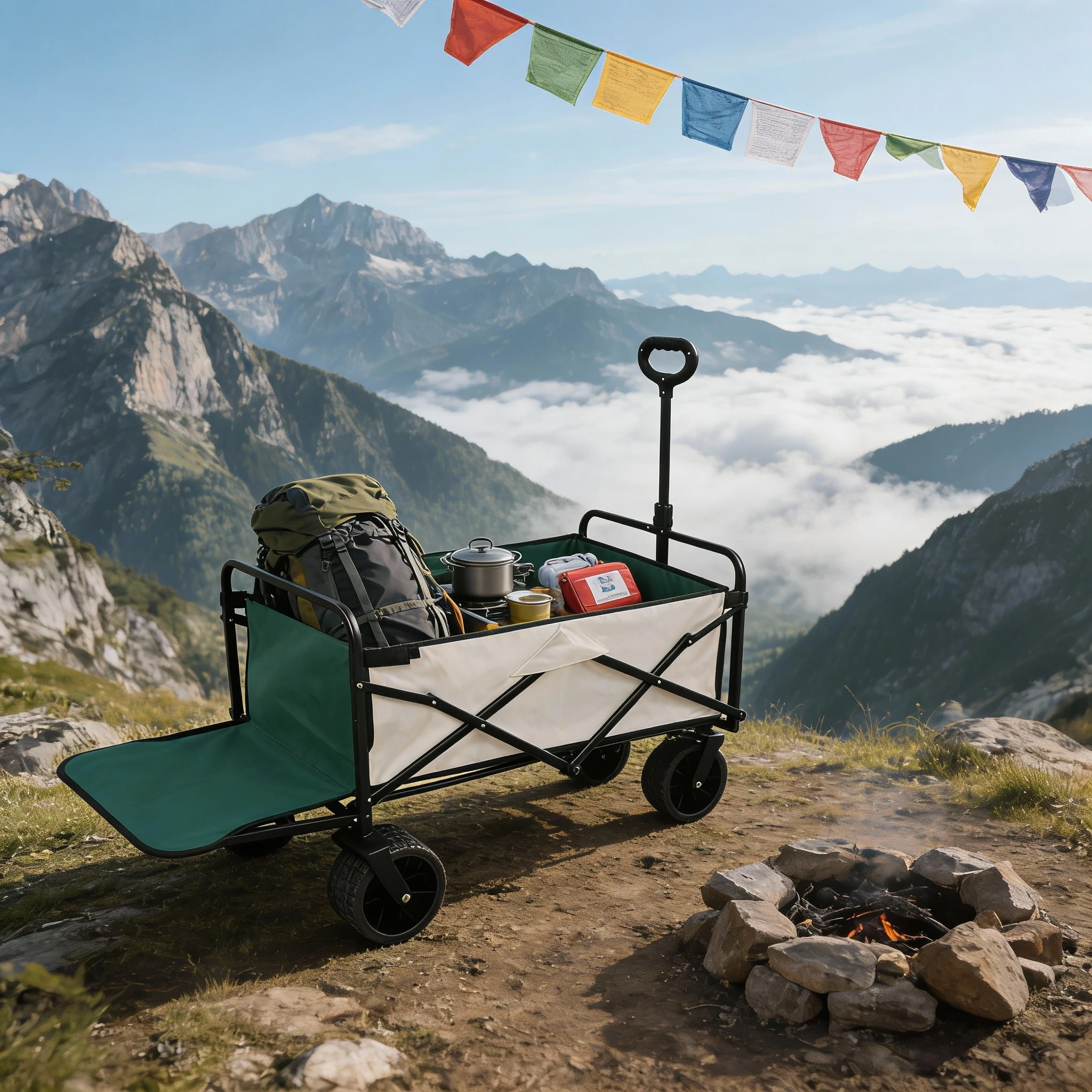 Naleaf Camper Van 001 Heavy Duty Large Capacity Foldable Beach Shopping Utility Cart Collapsible 4-Wheel PVC Wheels OEM - view 3