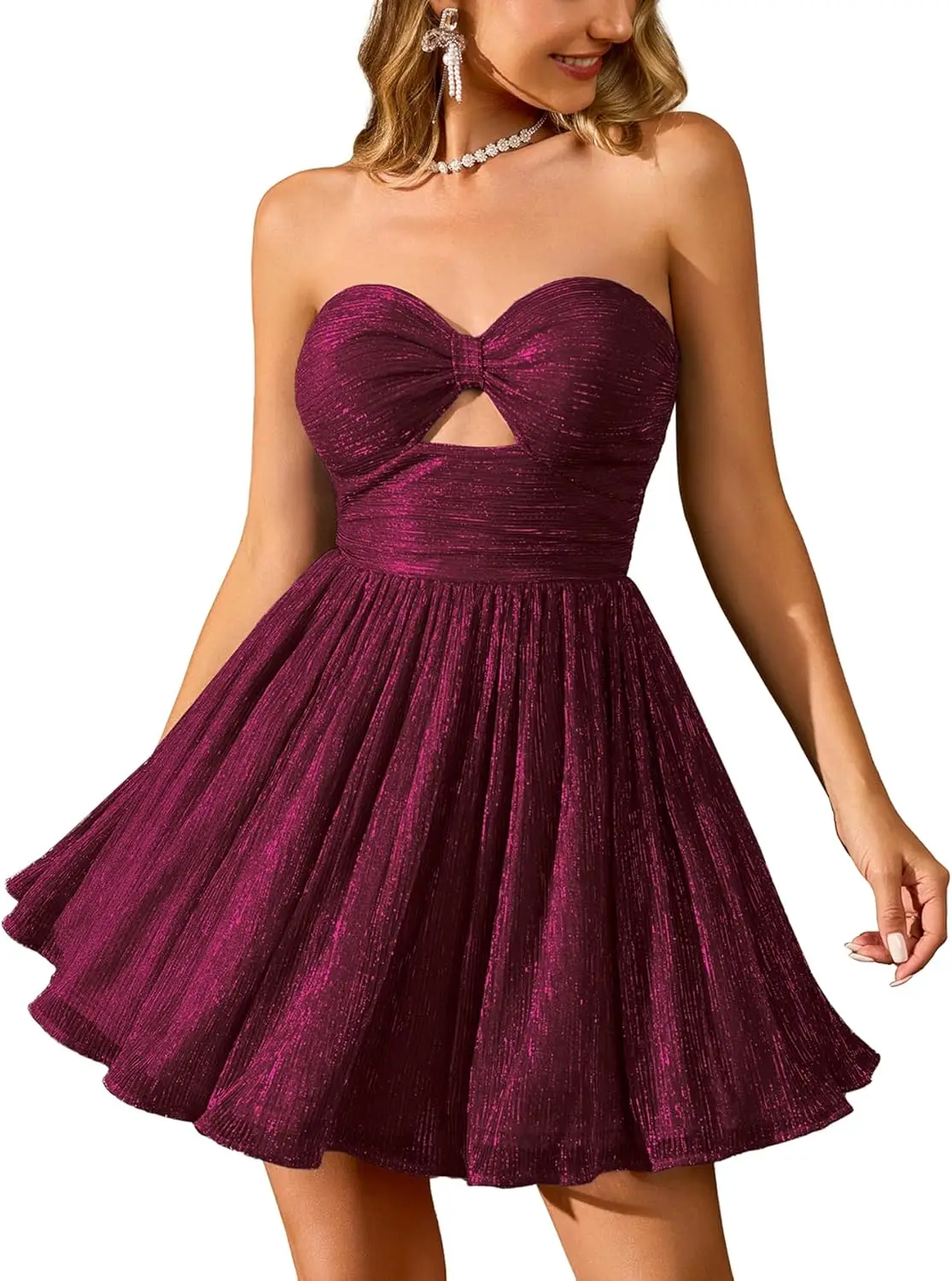 

Women Sexy Off Shoulder Sparkly Mini Dress Strapless Tube Top A Line Night Out Party Short Dresses Prom Dresses Graduation Dress