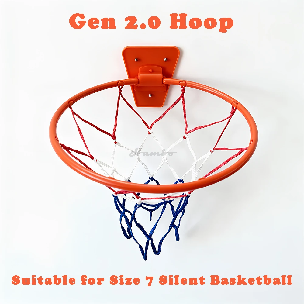 

Wall-mounted Plastic Basketball Hoop Dia. 34cm Suitable for Size 7 Silent Foam Basketball Indoor Use Adhesive to Door/Tiled Wall