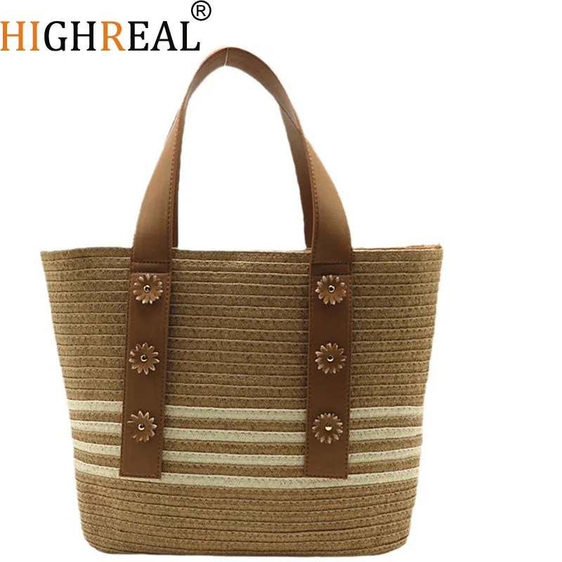 

Women's Large Capacity Shoulder Bag Summer Straw Woven Basket Handbag Fashion Female Luxury Designer Beach Bag Bali Shopper Tote