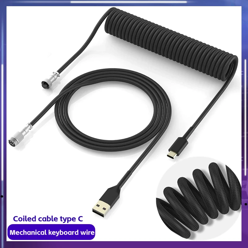 Type C Toetsenbord Opgerolde Kabel Draad Mechanisch Toetsenbord Usb Kabel Luchtvaart Connector Mechanisch Toetsenbord Vlieger Oplaadkabel