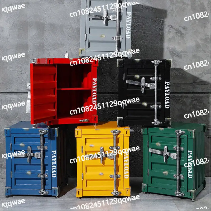 industrial-container-nightstand-vintage-storage-cabinet-rustic-bedside-table-distressed-metal-dresser-unique-home-decor