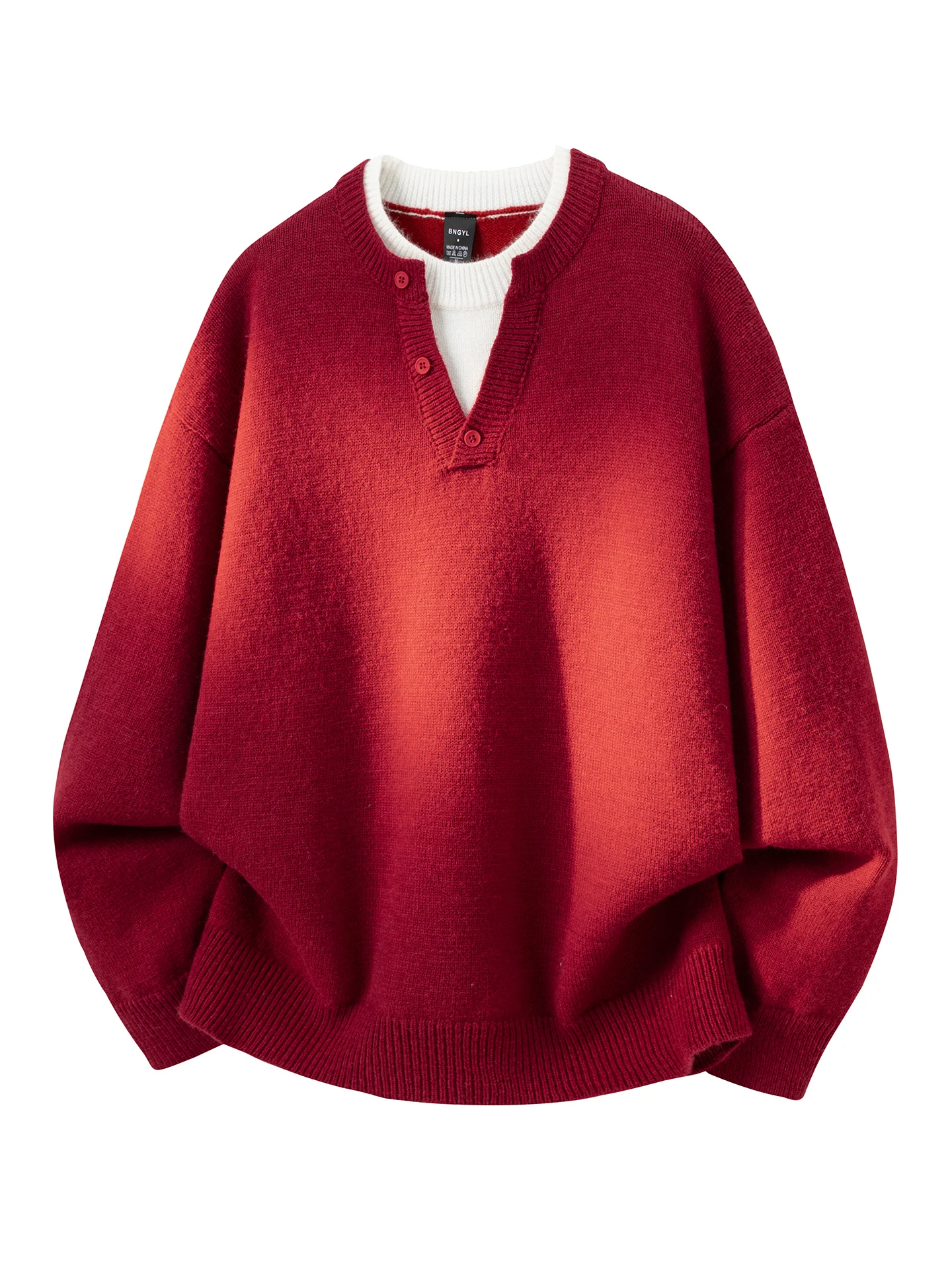 

Мужской повседневный спортивный свитер с круглым вырезом, теплый, зимний, новогодний, имитация двухслойности, комфортный, мягкий, из шерсти средней плотности