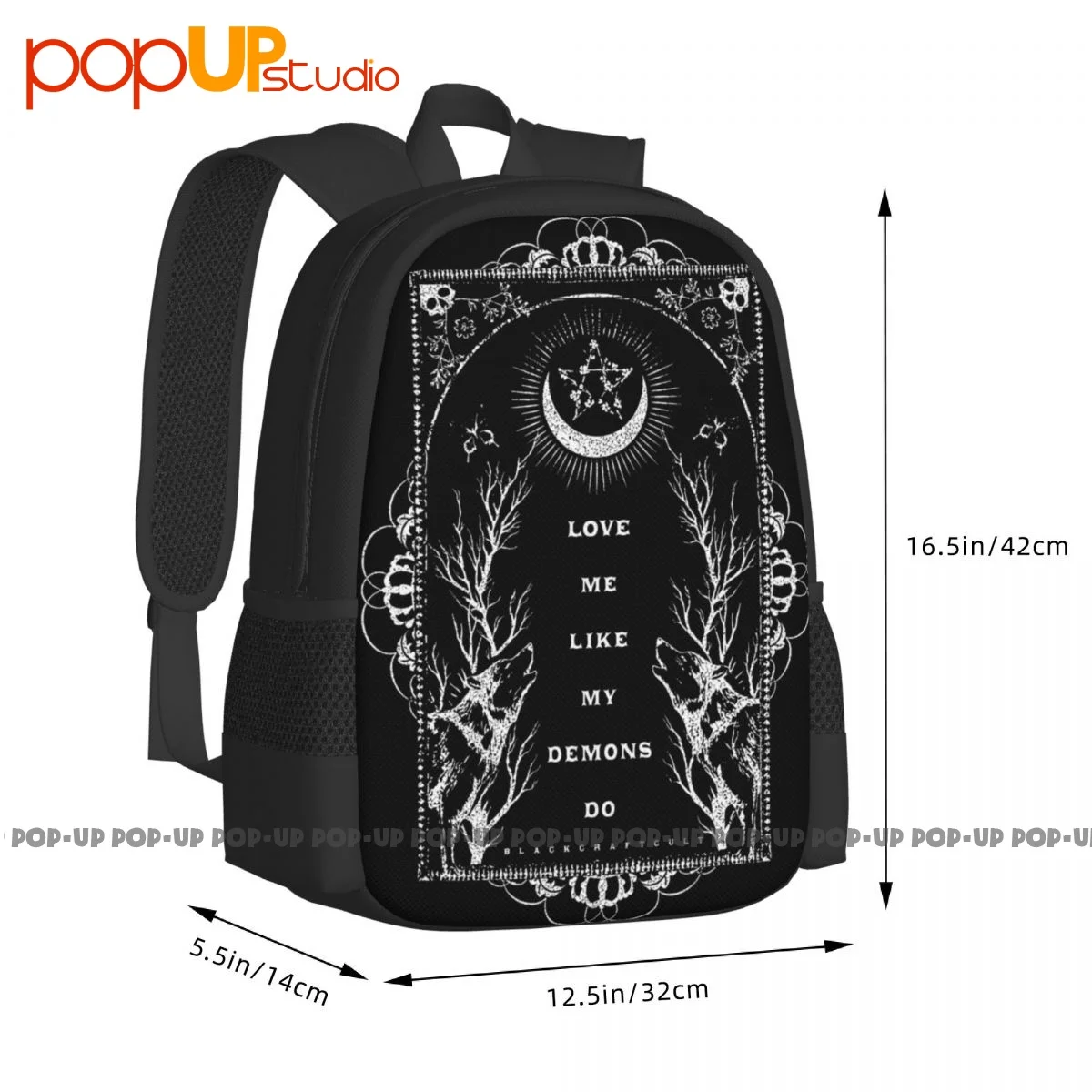 Blackcraft Cult Love Me Like My Demons Do Wolves Gothic Moon Backpack Large Capacity Shoe Bag Large Capacity