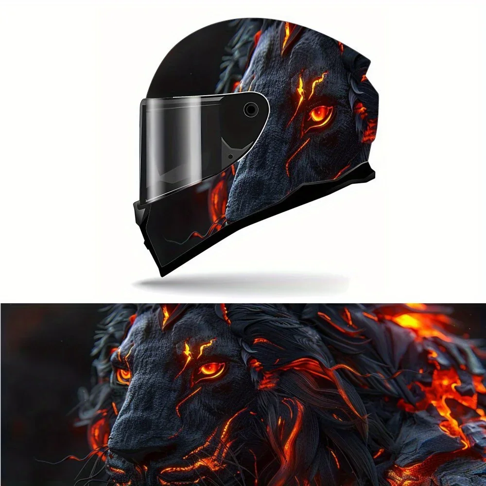 

Eye Catching Volcanic Tiger Full Face Vinyl Motorcycle Helmet Decorative Sticker Waterproof Self-adhesive Gift for Motorcycle En
