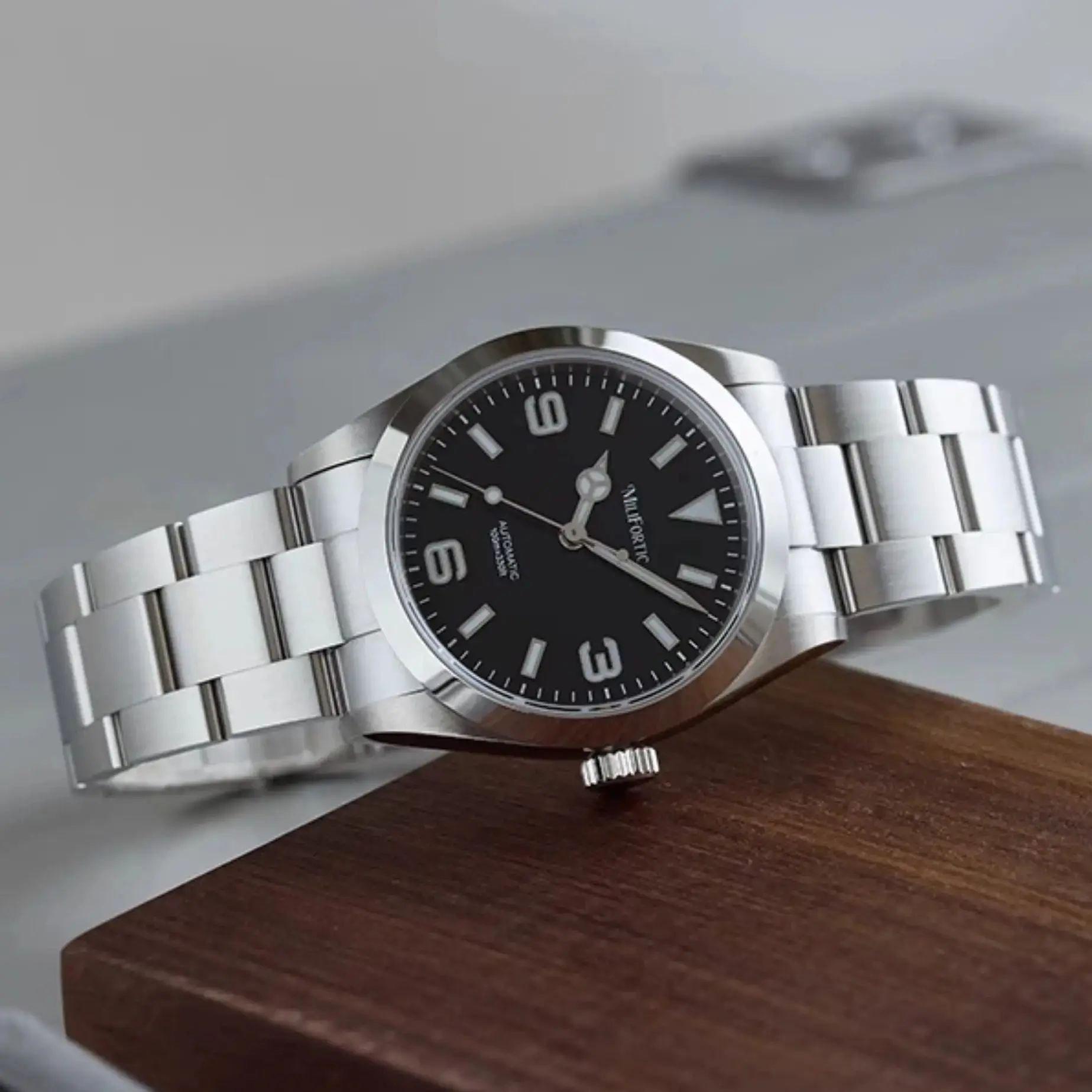 

Мужские автоматические часы Milifortic, 36 мм, механические наручные часы Aviator, водонепроницаемые 10ATM, с сапфировым стеклом C3, светящимся циферблатом, механизм NH38