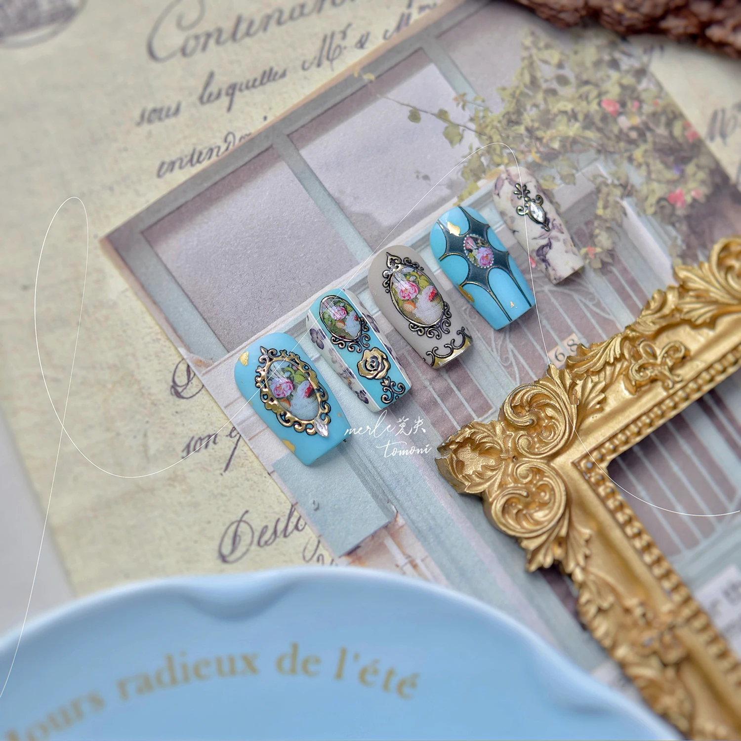 5D Bilderrahmen Blume Nagelaufkleber Nail Art Zubehör Bunte Schmetterlinge Linie Nail Art Aufkleber Nail Art Supplies