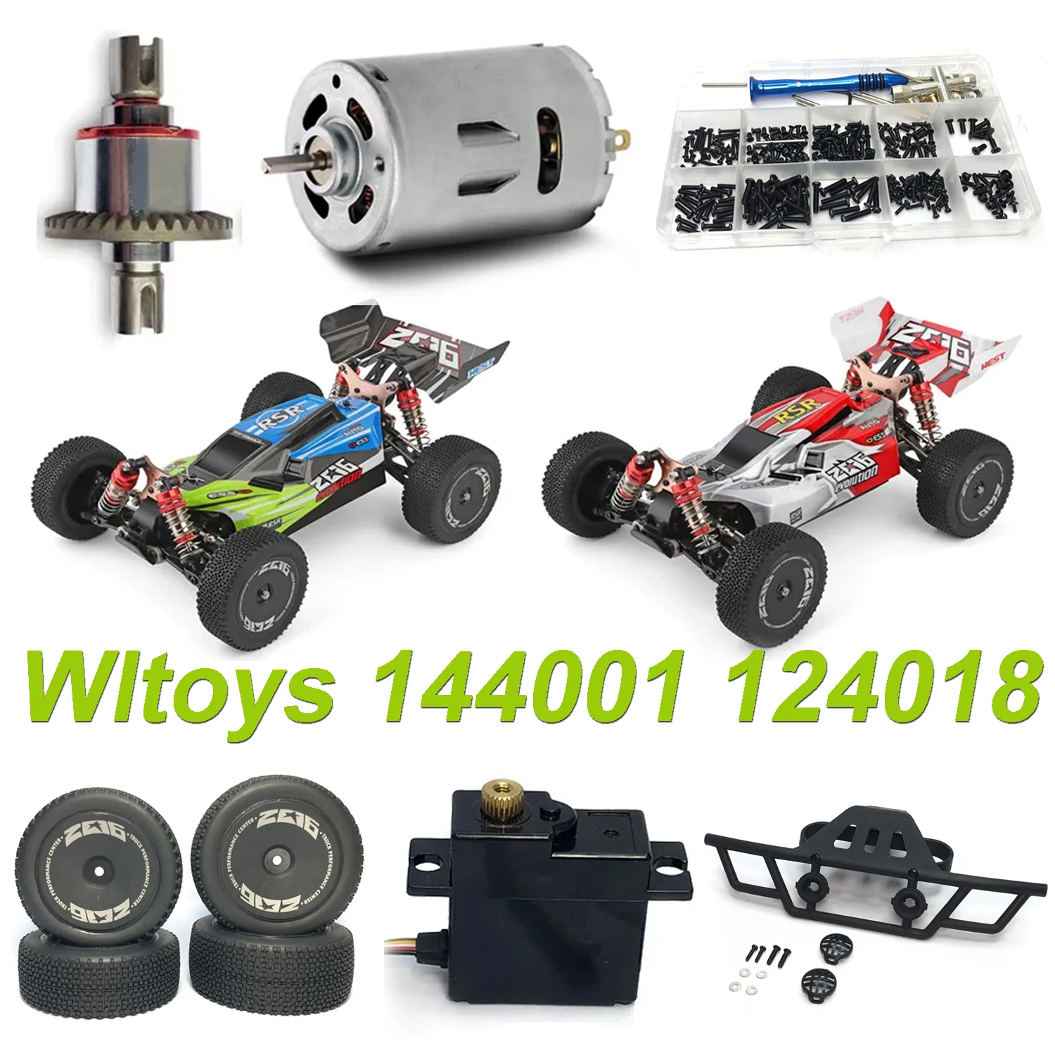 Wltoys 144001 124018 Kit Pneu 72mm Moteur 550 Servo à Engrenages Métalliques 17g Différentiel Clé à Engrenages Kit de Vis Pare-chocs pour Voiture RC Tout-Terrain