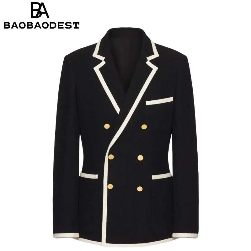 

Men’s Premium Black Blazer - Double Breasted Slim Fit Suit Jacket for Wedding, Business, Elite Events | Best Man Custom Coat