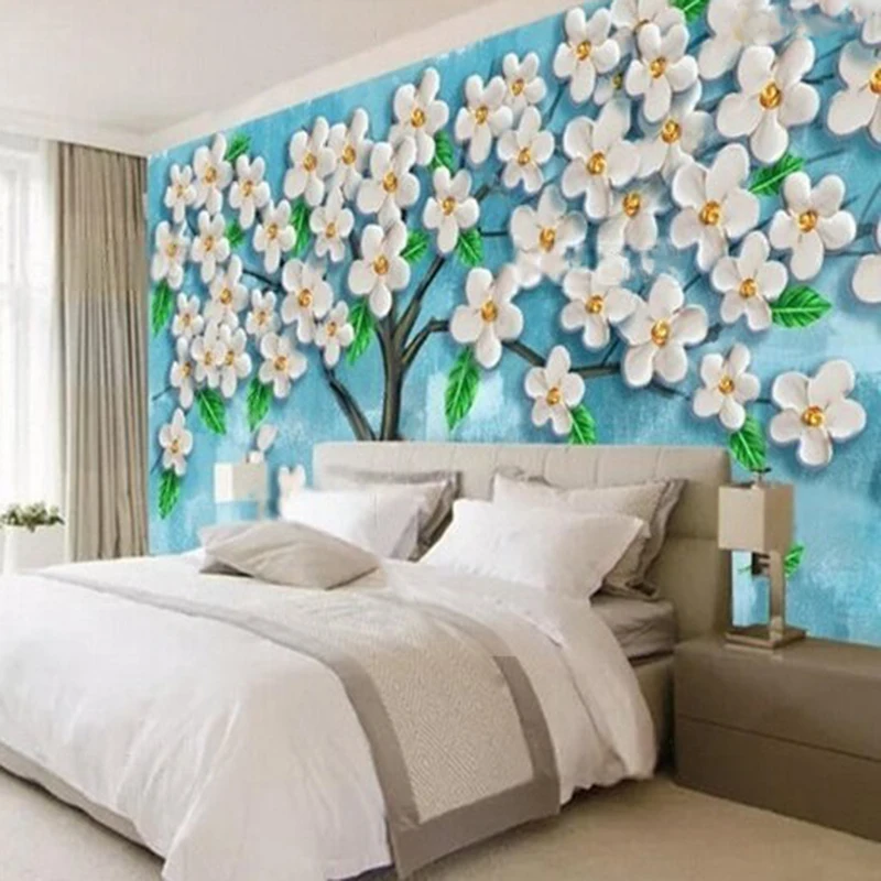 Modern hand-painted money tree flower oil painting decoration TV luxury home decoration bedroom background wall