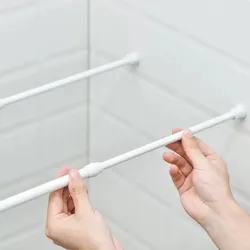 Adjustable Curtain Rod Without Drilling Metal Spring Loaded Bathroom Bar Shower Extendable Telescopic PolesHanging Rods 32-90cm