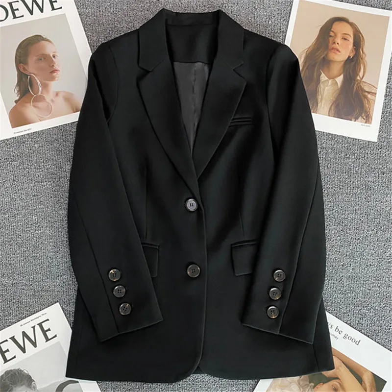 2023 Spring Womens Fashion Small Blazer Jackets Ladies Loose Straight Tube Temperament Slim Suit Coat Female Tops Korean Clothes