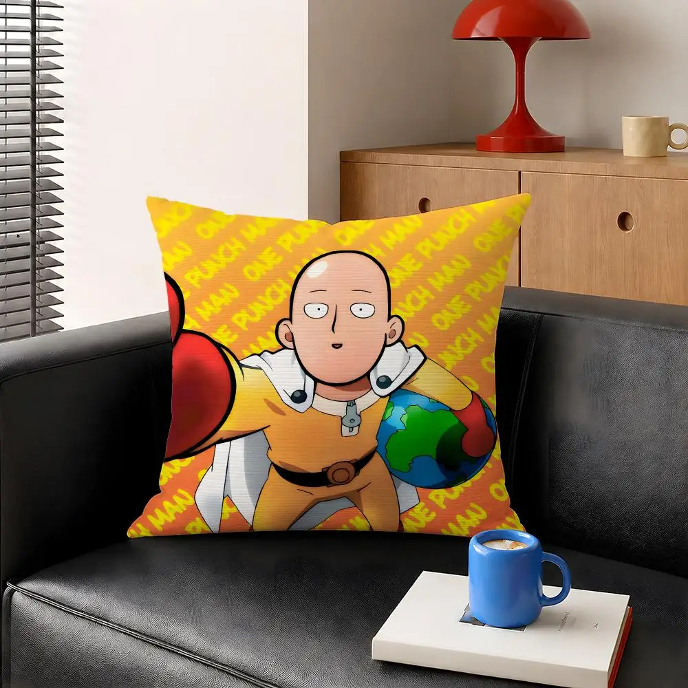 Anime One Punch Man Saitama Hero Cushion Cover Decorative Pillowcase Soft Short Plush Cozy Durable Sofa Home Decor Items Gift