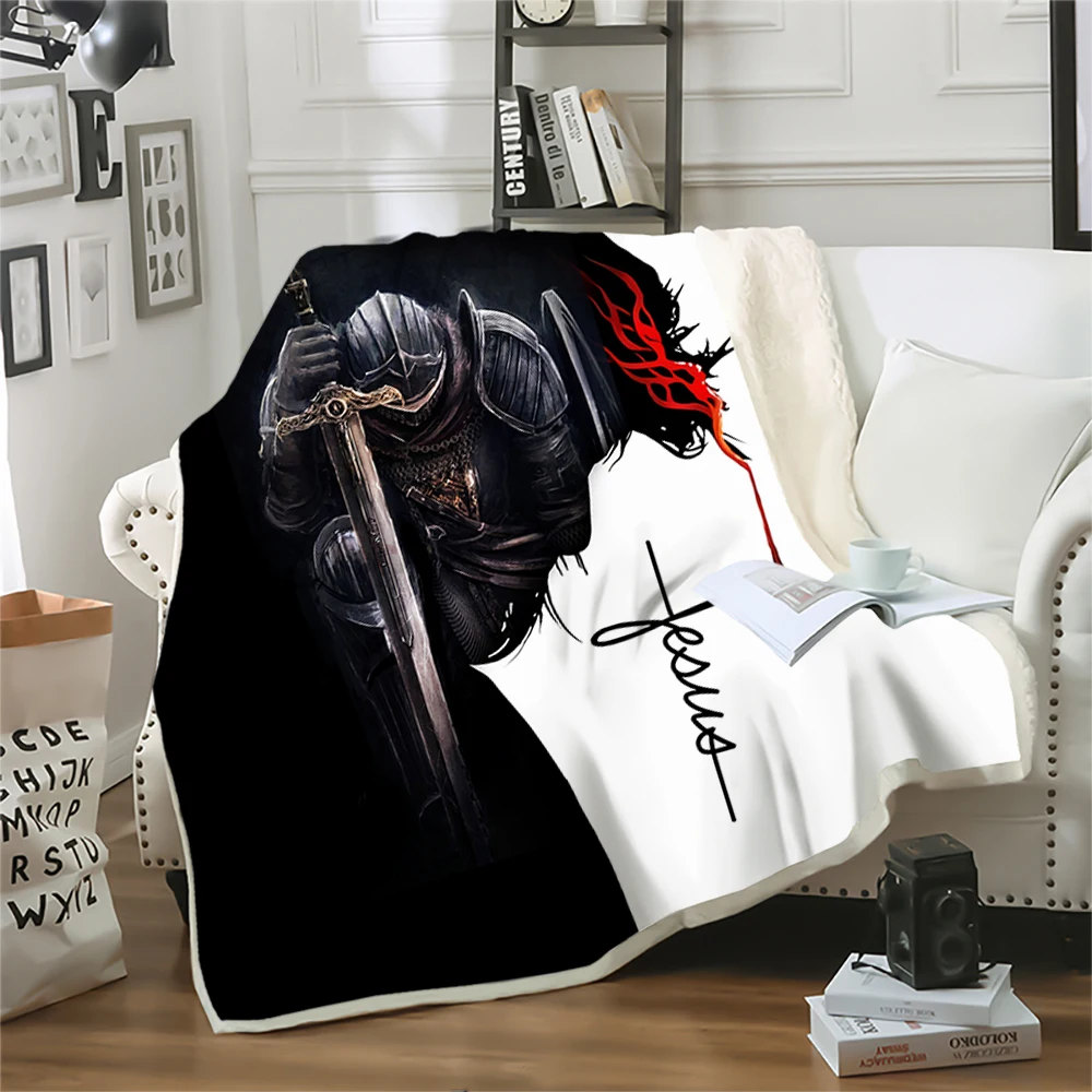 HX Knights Templar Blanket Red Crusader 3D Printed Throw Blanket For Beds Office Nap Keep Warm Plush Quilt Dropshipping