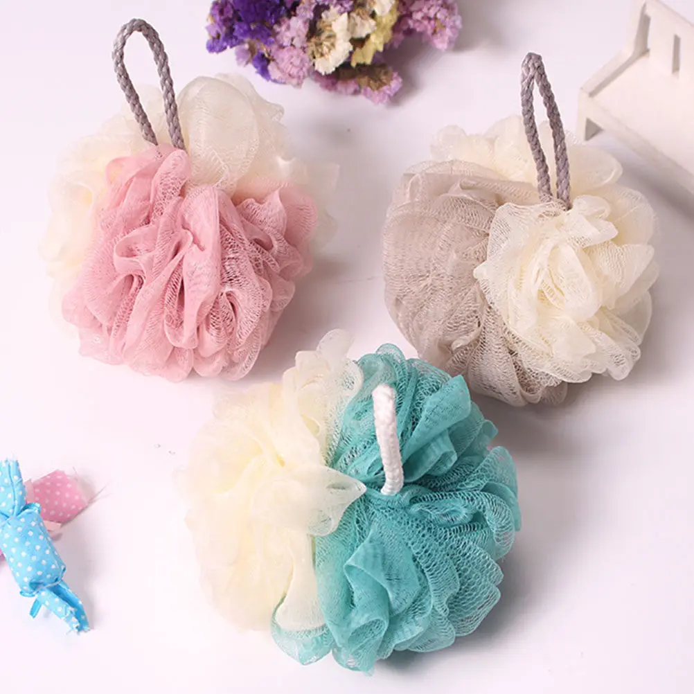 

4Pcs Comfortable Bath Loofah Shower Ball Effective Exfoliator Soft Skin Scrubber for Bathroom Use Compact Storage Hanging Rope