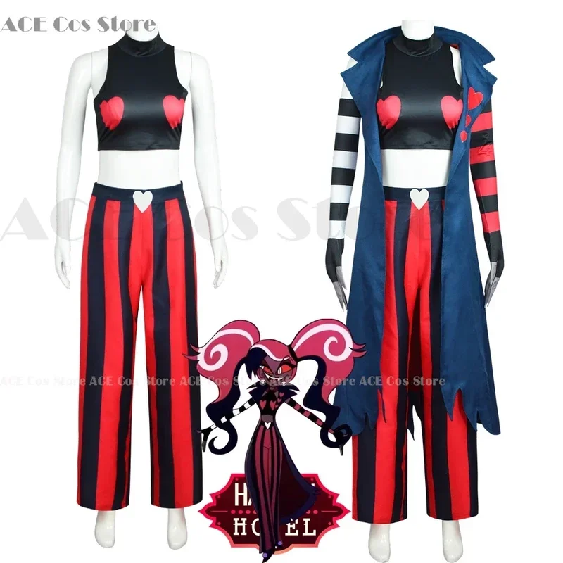 Hazbin Velvette Hotel Cosplay Outfit Costume Wig Earring 3V Vees VVV Halloween Party Demon Carnival Anime Cosplay Women Clothes