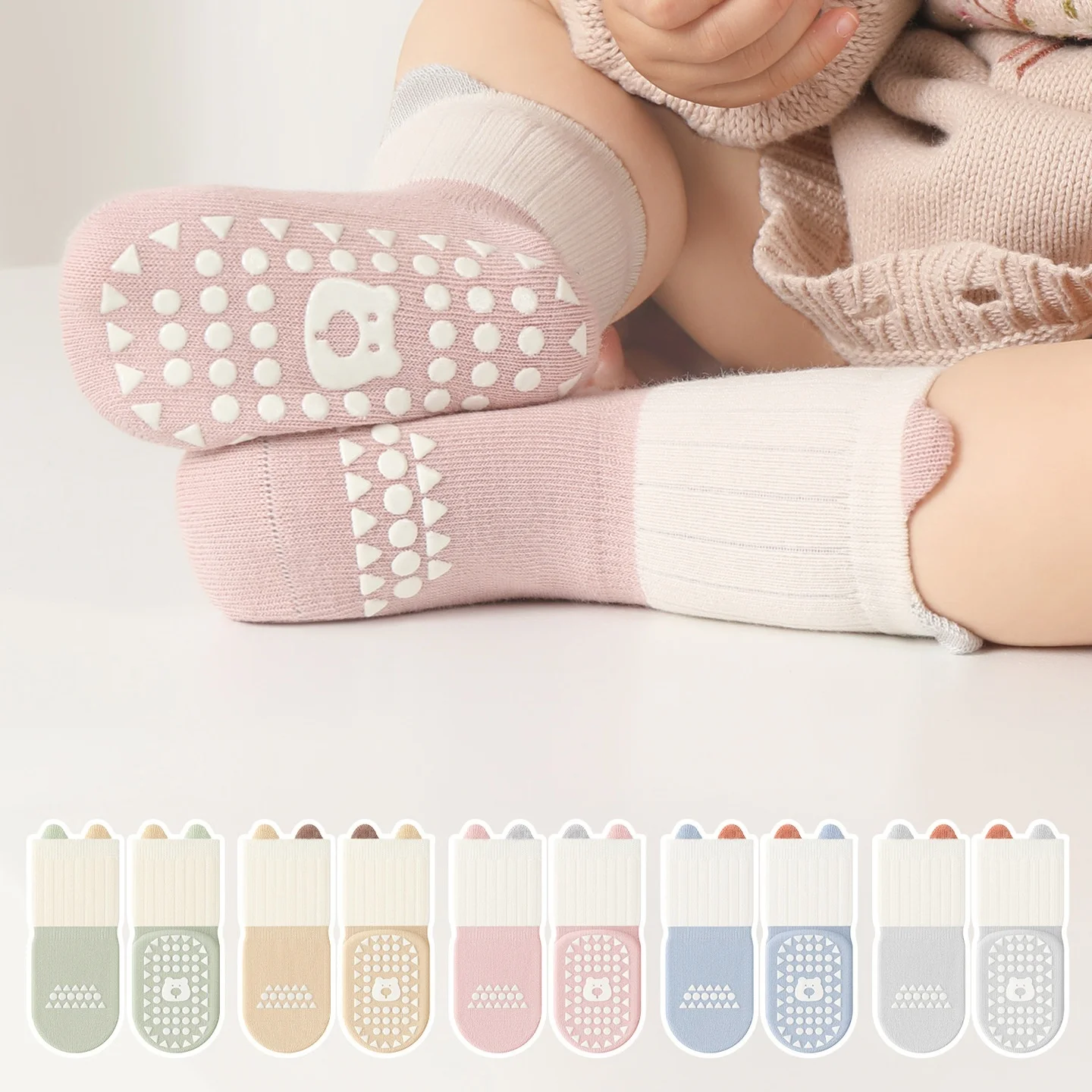 

Children's Color-blocked Floor Socks Spring Autumn New Anti Slip Walking Socks For Boys Girls Newborn Cotton Boneless Socks 0-5Y