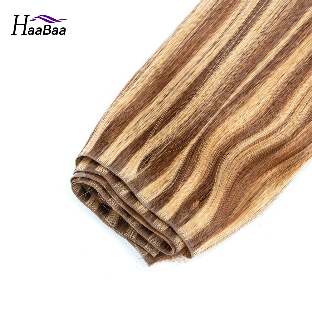 Paquetes de cabello humano de trama de PU de Cinta Larga Invisible, extensiones de cabello Natural inyectado en Real sin costuras y sin pegamento, 12 "-22"