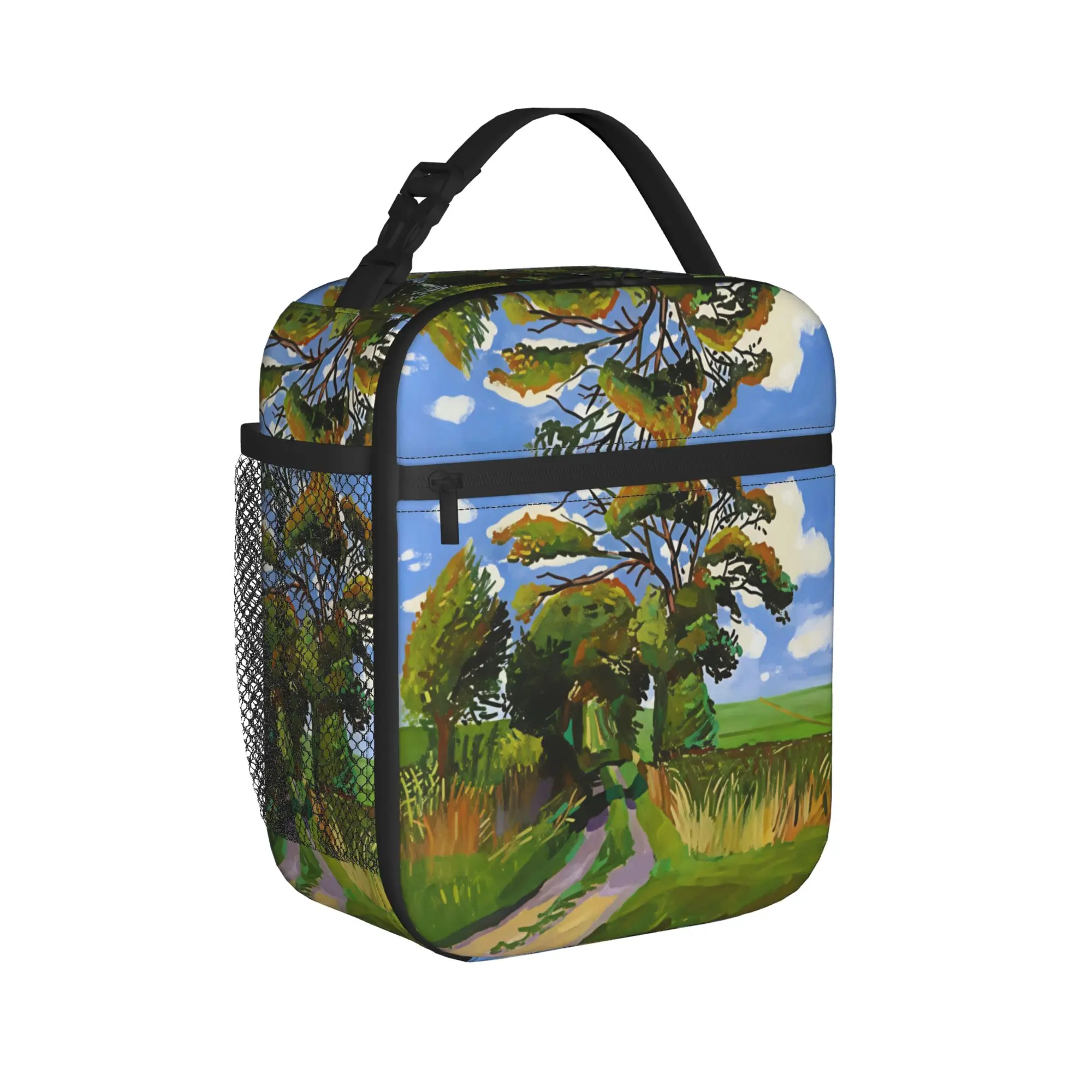David Hockney Art   Road is Beautiful Poster Lunch Bag  Fun Lunch Box For Unisex Outdoor Picnic Convenient Cooler Bag Thermal