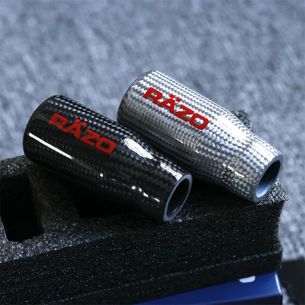 

jdm RAZO Carbon Fiber Gear Shift Knob For Universal Car Black/Silver 8cm Length