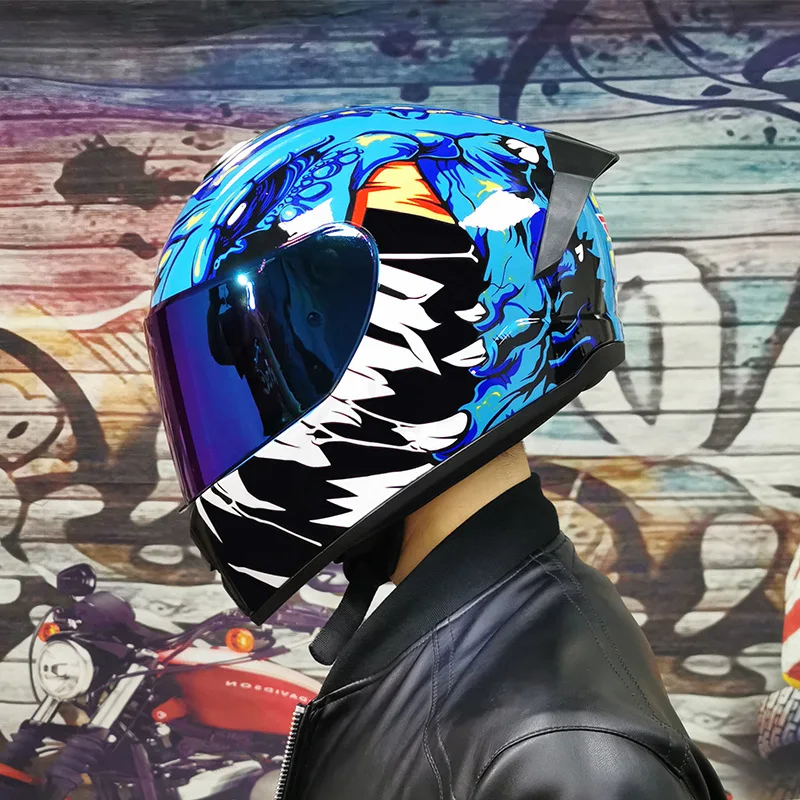 خوذة سيارة كهربائية LVS للجنسين للفصول الأربعة قاطرة مضادة للضباب خوذة كاملة شخصية سباق رمادية رائعة للخريف والشتاء #2