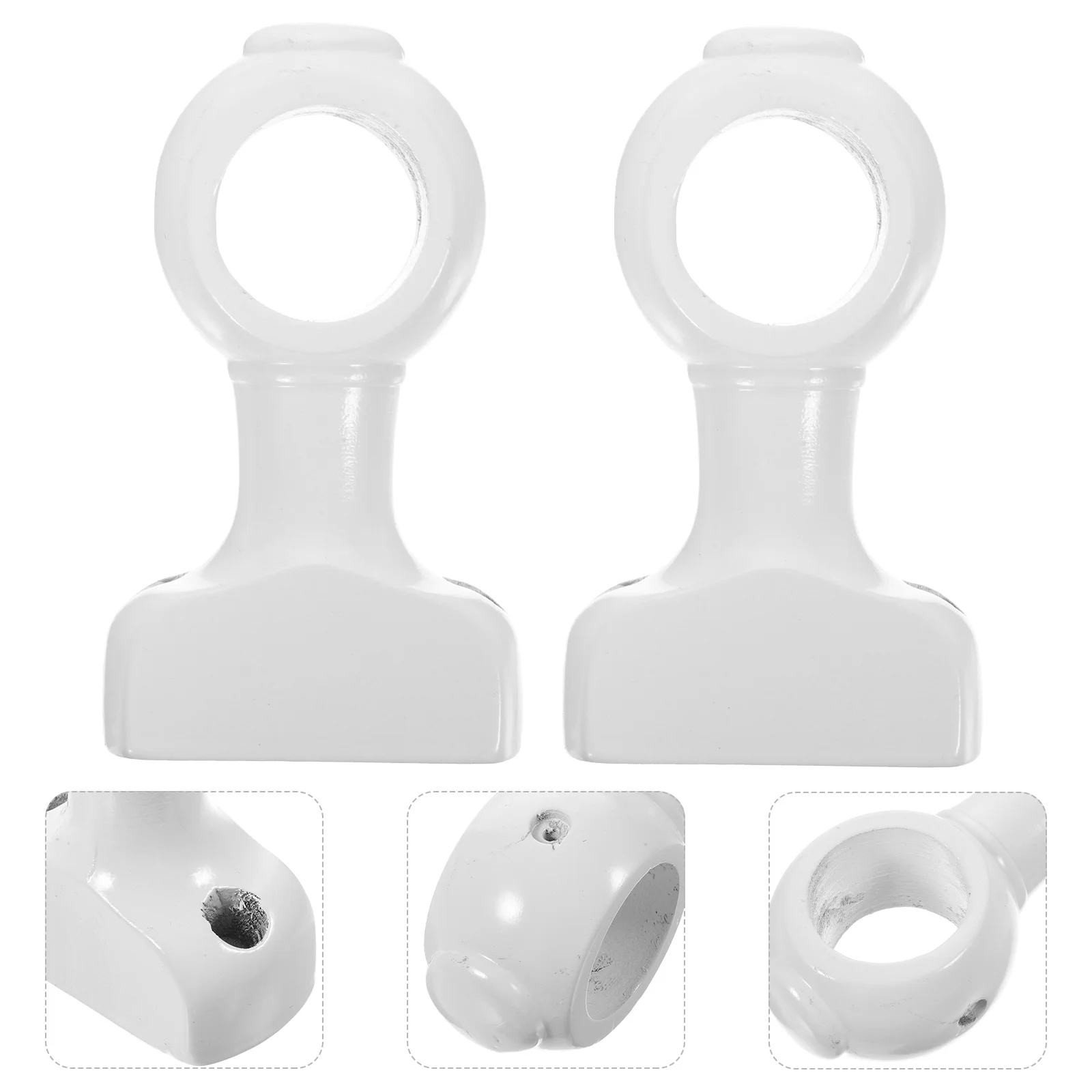 

2 Pcs Curtain Rod Bracket White Holder Clothing Heavy Duty Brackets for Wall Wooden Sturdy