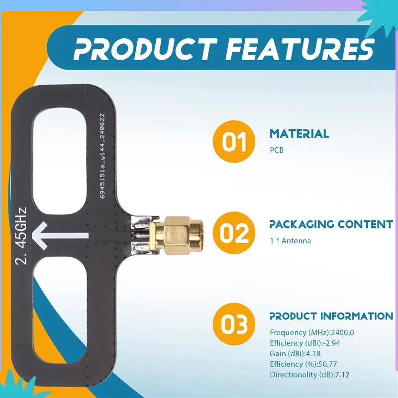 ABZW 2,4 GHz Antena o zwiększonej zasięgu Antena kierunkowa Antena ELRS o wysokim wzmocnieniu Antena głowicowa wysokiej częstotliwości Antena kierunkowa A