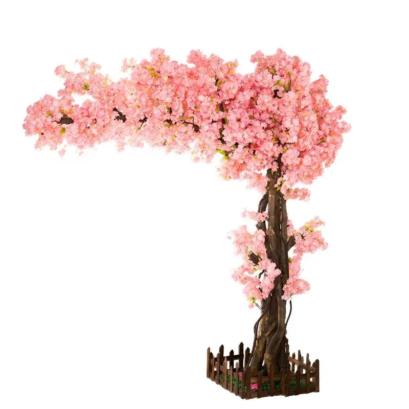 Large Indoor Decoration Website Red Photo Cherry Tree Peach Blossom Artificial Flower Living Room and Hotel Background Wall