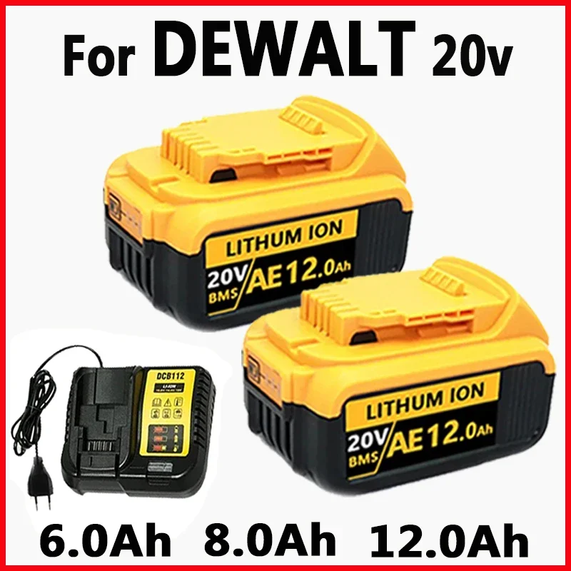 20V 12Ah MAX Lithium Battery Power Tool Replacement for DeWalt DCB184 DCB181 DCB182 DCB200 20V 6A 8A 12A 18V 20V Lithium Battery