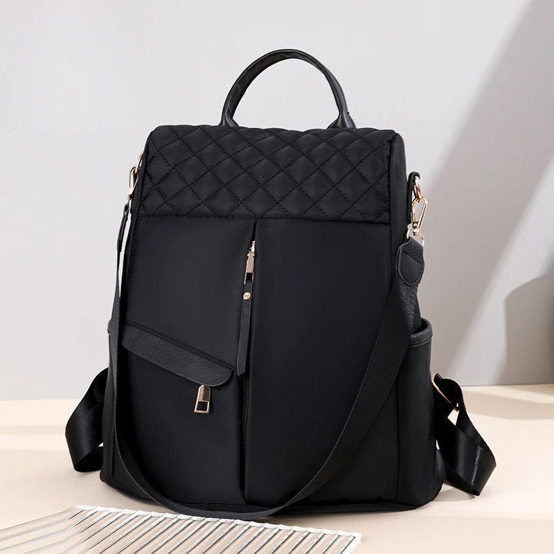 Quilted Rhombu Women Backpack Anti-theft Large Capacity Casual Travel Shoulder Bag