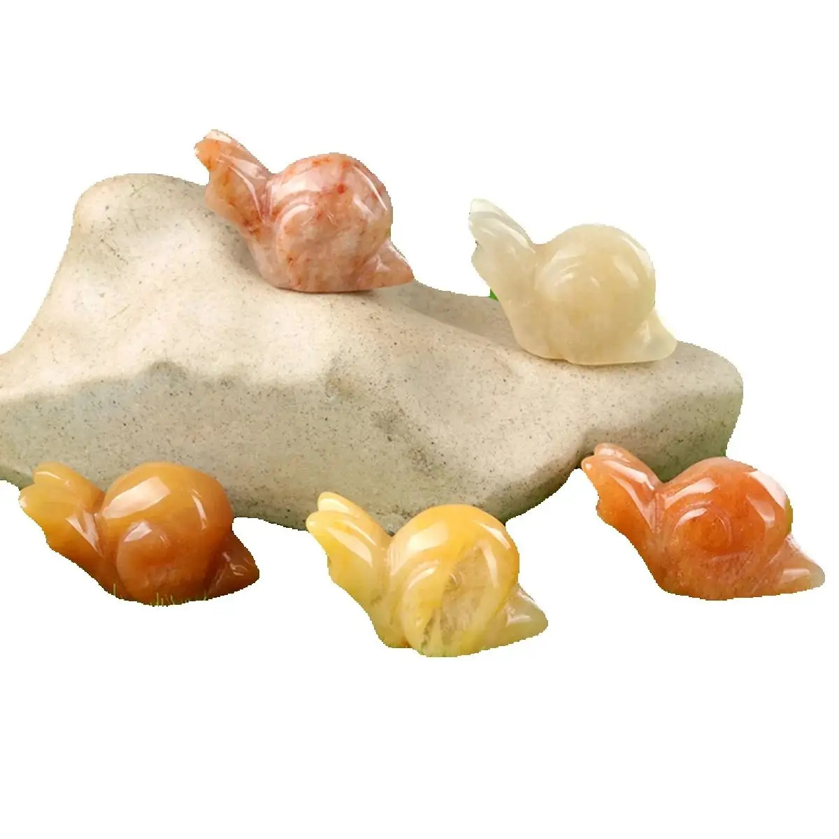 

Random 5pc Natural Nonporous Stone Snail Crystal Quartz Exquisite Cute Toy Animal Model Home Ornament Gemstone Decorations