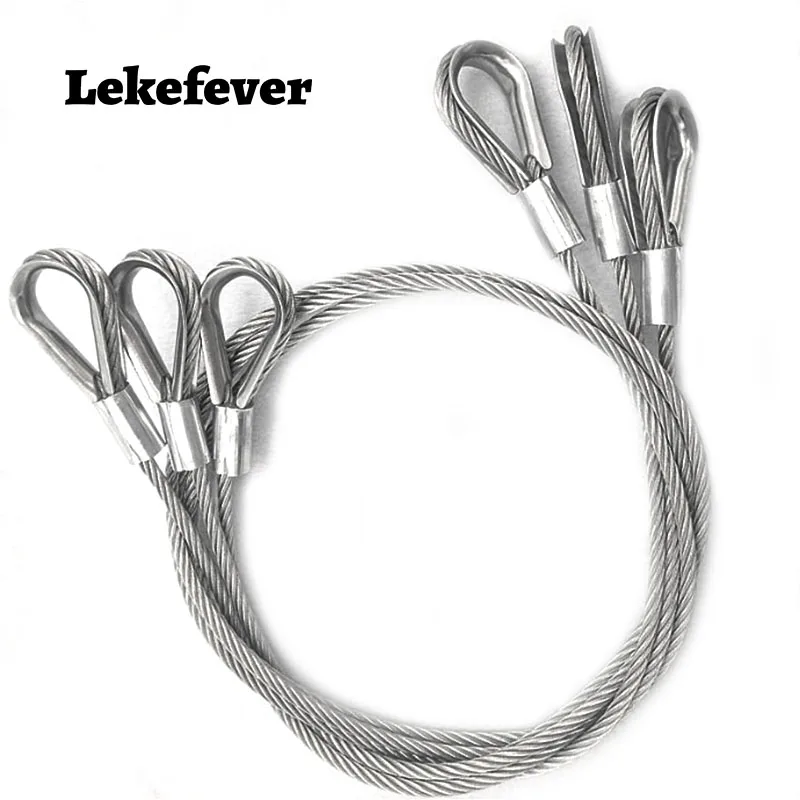 2PCS 2/3/4/5mm PVC Coated Cables With Ring Aluminum Sleeve Pressing Multi Functional Safety Ropes Stainless Steel Wire Slings