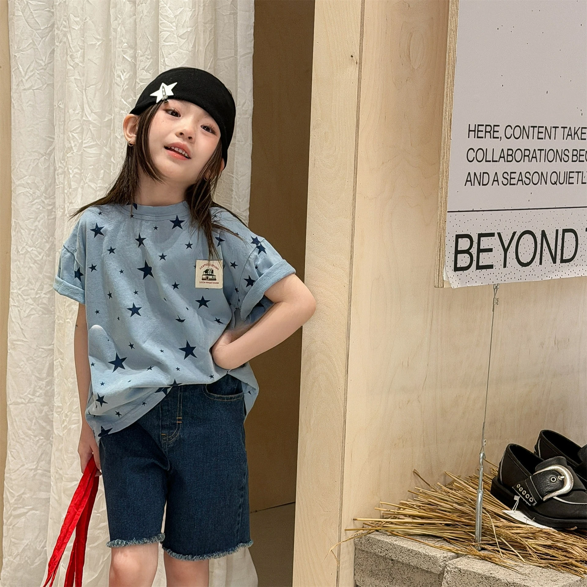 2026 Summer New Korean Style Kids Printed Short Sleeve T-shirt Soft Girls Boys Basic Undershirt Children Daily Tops