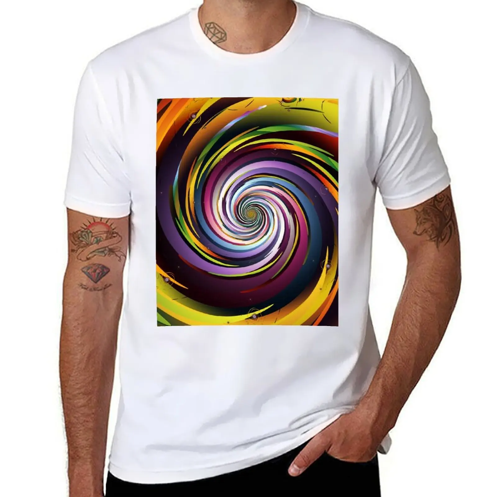 

Rainbow Vortex Spiral Art T-Shirt t shirts for man graphic tees cotton t shirts man 100% T-Shirt